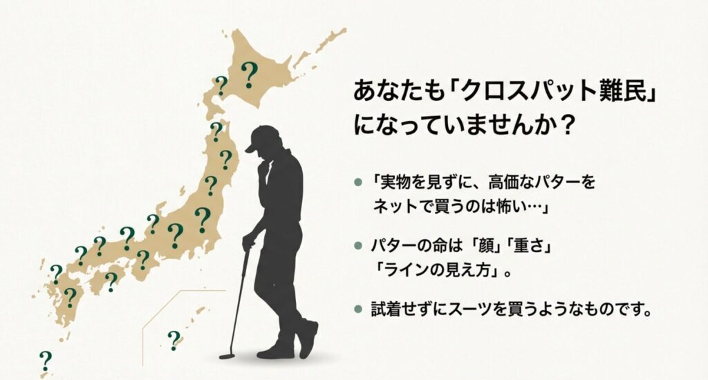 実物を見ずに高級パターをネットで買う不安と試着なしでスーツを買うことの比較イラスト