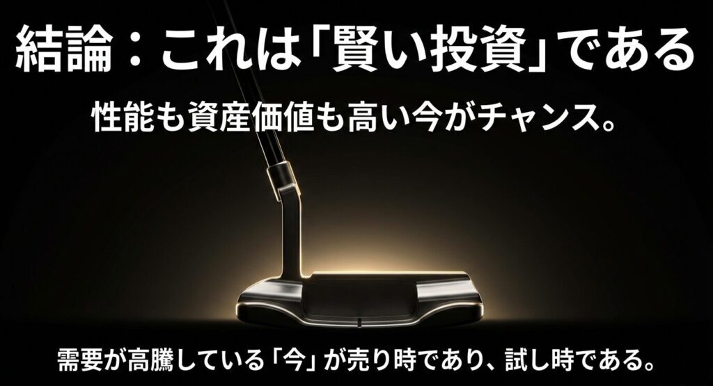 性能も資産価値も高く需要が高騰している今が売り時であるという結論を示すスライド