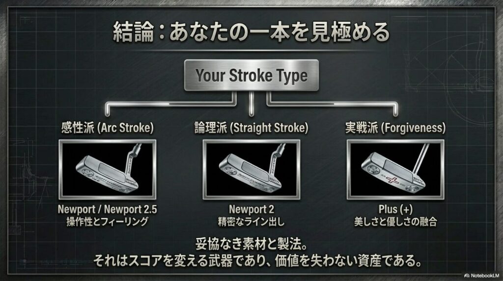 感性派、論理派、実戦派のストロークタイプ別にまとめた歴代ニューポートの選び方マトリクス