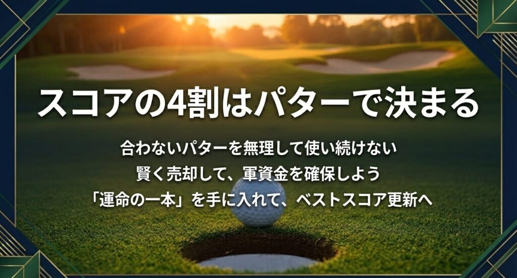 スコアの4割はパターで決まる。合わないパターを無理して使い続けず賢く売却し、軍資金を確保して運命の一本を手に入れよう。
