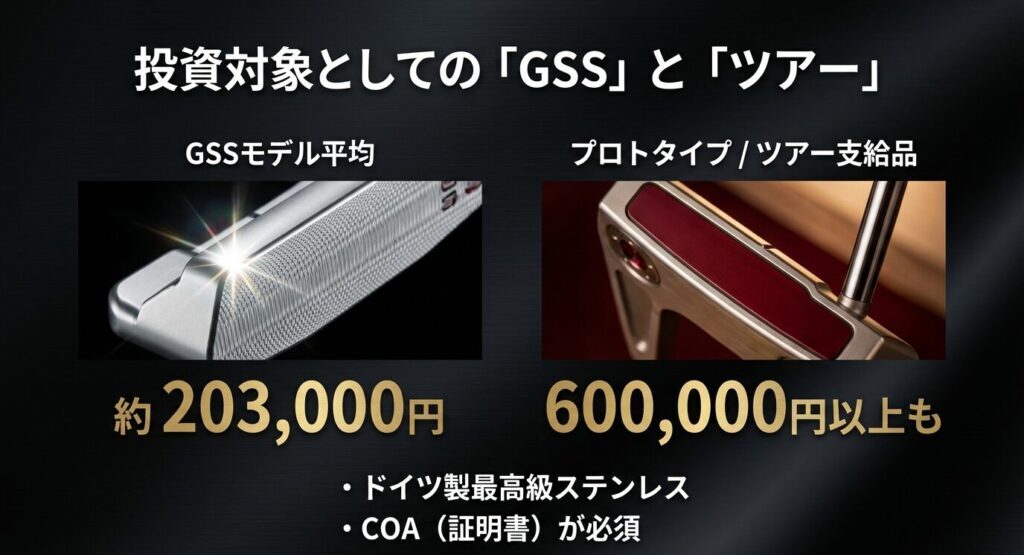 ドイツ製最高級ステンレスを使用したGSSモデルやツアー支給品の相場とCOAの重要性