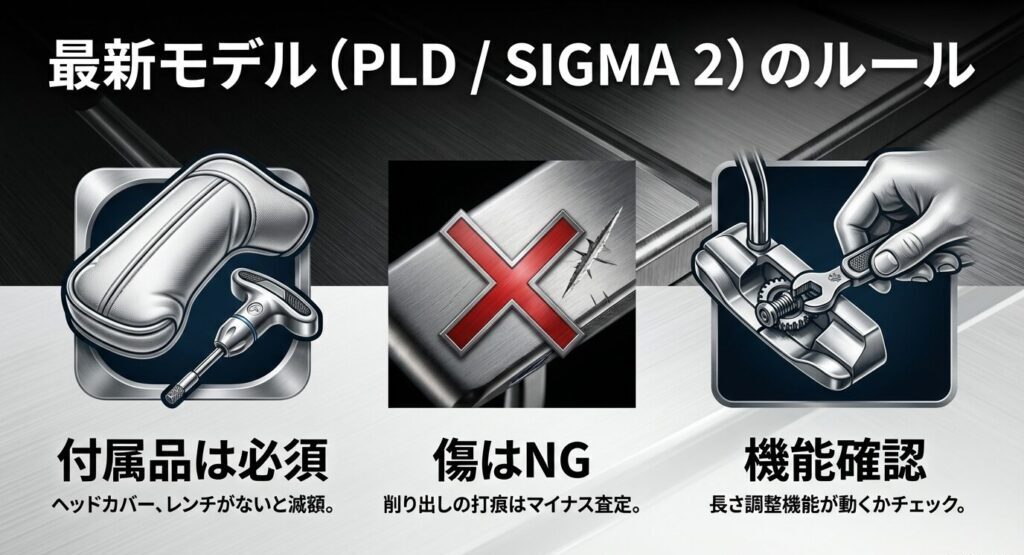 PLDやシグマ2など最新ピンパターの査定基準と付属品の重要性