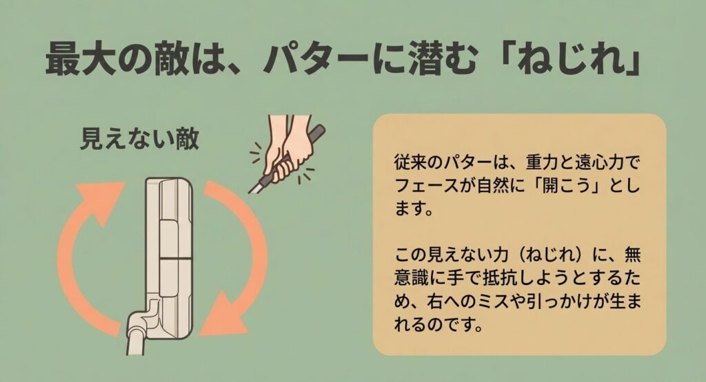 従来のパターに潜む見えない敵「ねじれ」