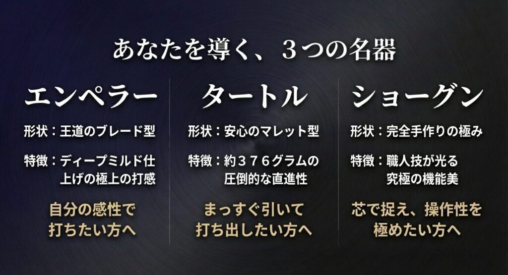 エンペラー、タートル、ショーグンという山田パターを代表する3つの名器