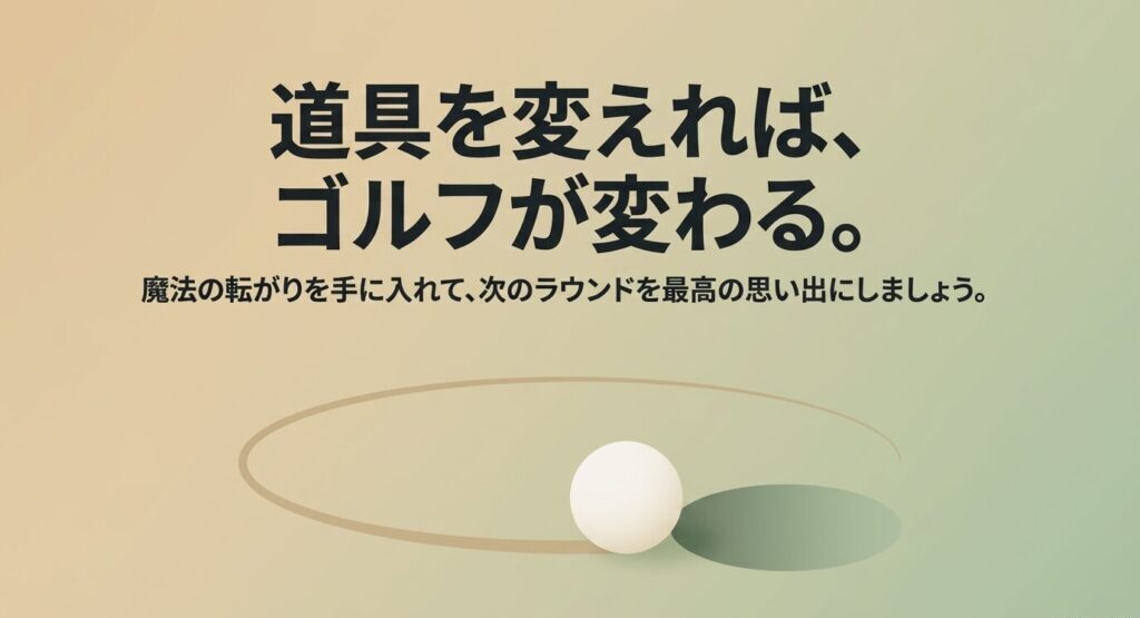 道具を変えればゴルフが変わる。魔法の転がりを手に入れて、次のラウンドを最高の思い出にするためのメッセージ