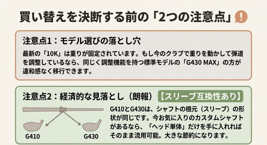G430シリーズ選びの落とし穴と、G410からのスリーブ互換性に関する注意点