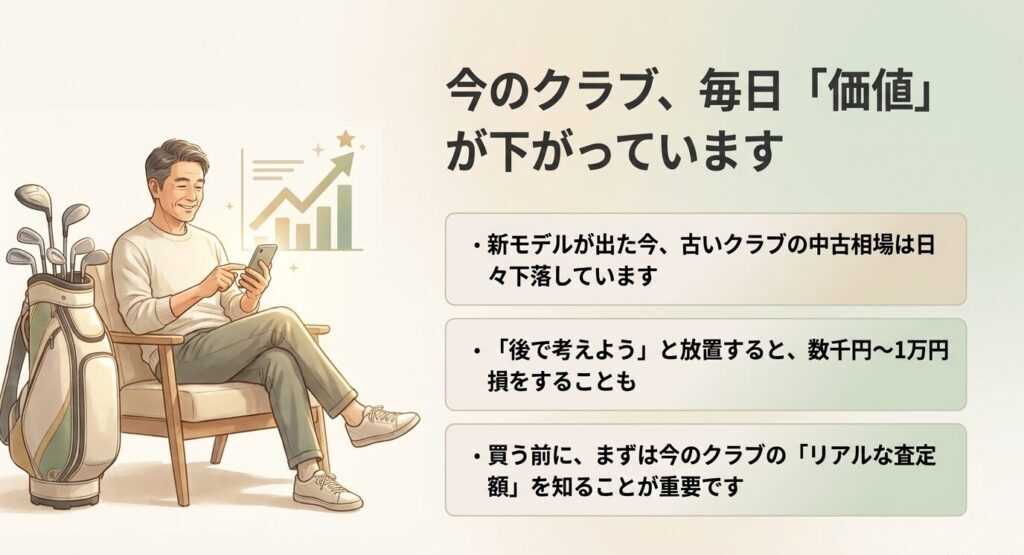 新モデル発売によって日々下落するゴルフクラブの中古相場と事前査定の重要性