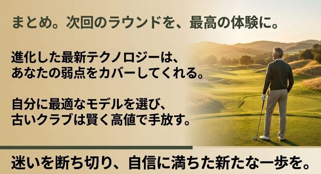 最新テクノロジーで弱点をカバーし自分に最適なモデルを選びつつ、古いクラブは賢く高値で手放すという買い替え術のまとめ